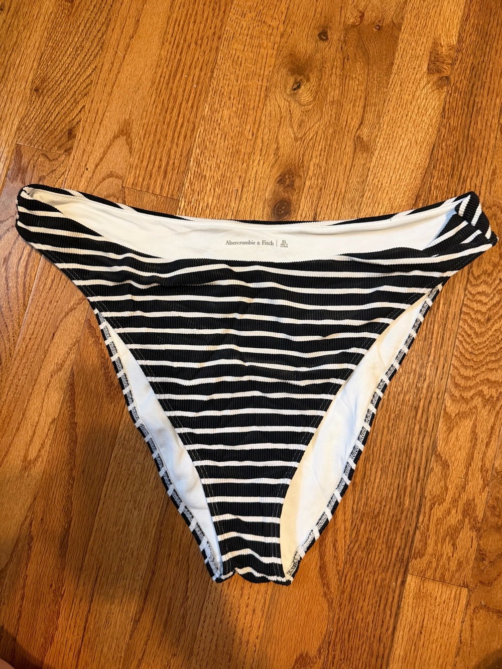 Abercrombie Striped Mid Rise High Leg Moderate Bottom